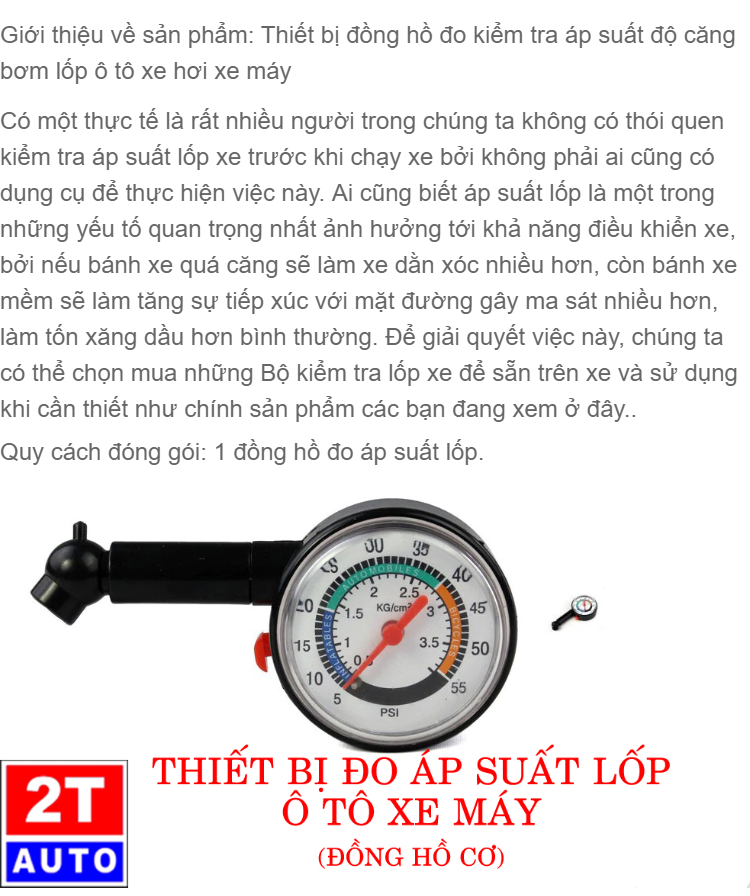 Thiết bị đồng hồ đo kiểm tra áp suất độ căng bơm lốp ô tô xe hơi xe máy 1