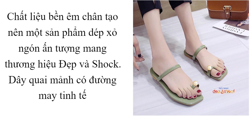 [HCM]Dép nữ xỏ ngón chân đính hạt ngọc big size Dep Shock-12025 4