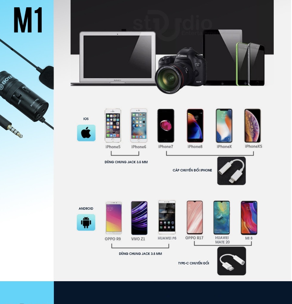 Micro Ghi Âm Cao Cấp Mic Cài Áo Thu Âm Máy Quay Điện Thoại Microphone