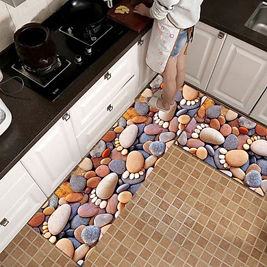 Thảm nhà bếp - Bộ 2 thảm lau chân 3d siêu đẹp Thảm nhà bếp