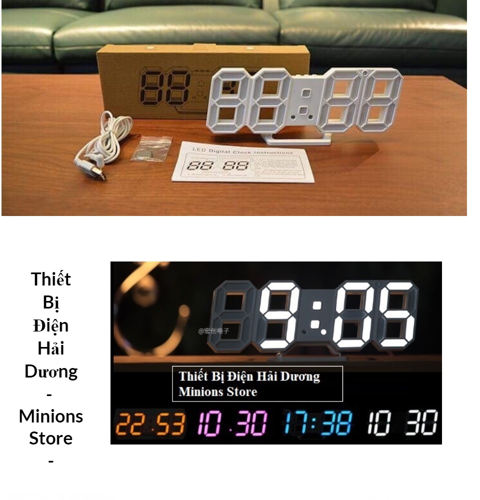 đồng hồ điện tử 3d để bàn hoặc treo tường - báo thức & đo nhiệt độ - tn828 4