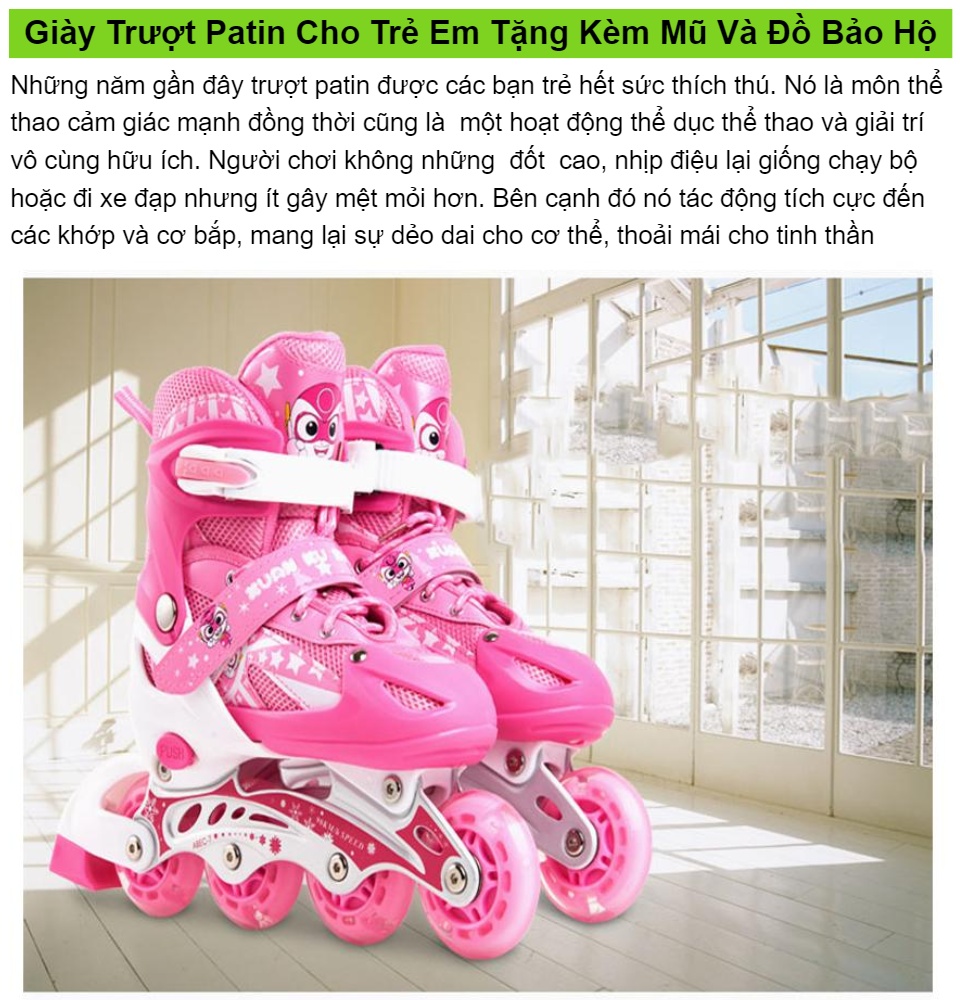 Giày Trượt Patin Trẻ Em Có Đèn Phát Sáng Khung Hợp Kim Vỏ Nhựa Chắc