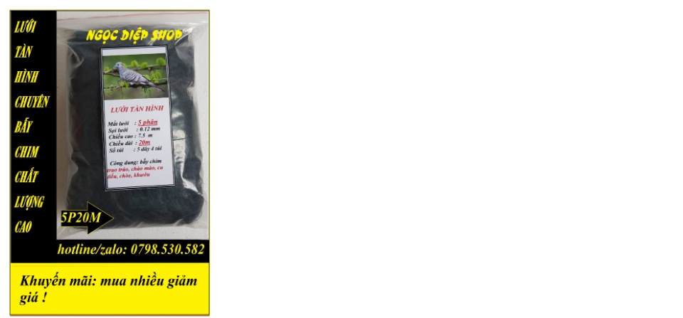 Lưới tàn hình 5 phân 20m bẫy chim trao trảo, chào mào, cu tiểu, chòe, khướu