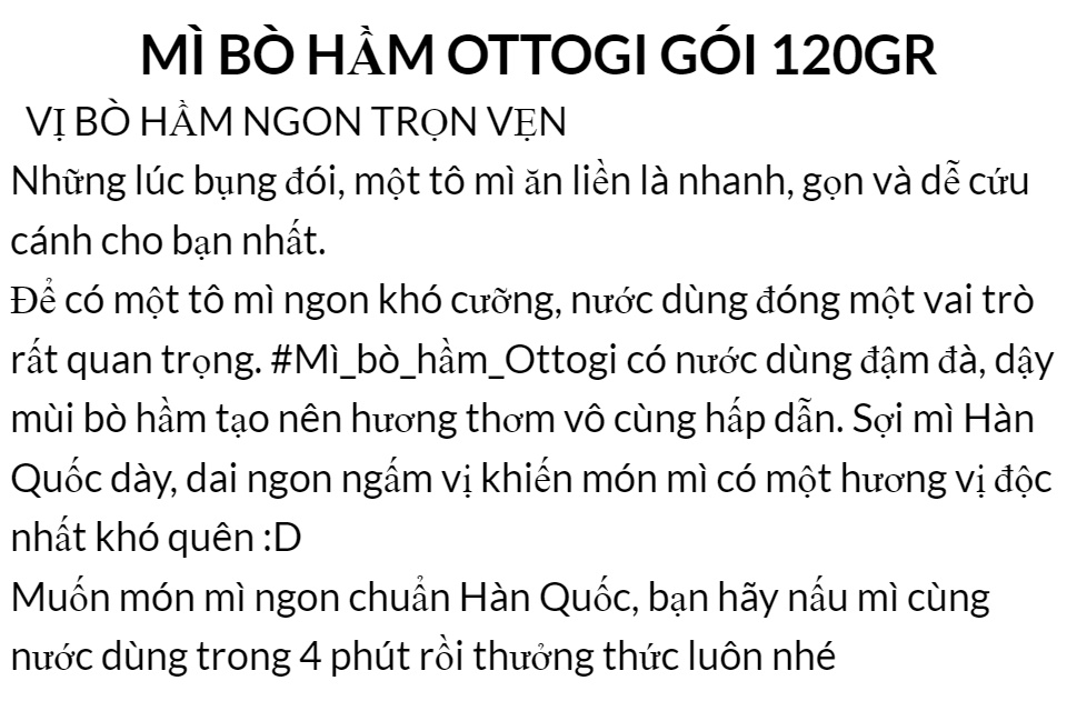 Mì Bò hầm Ottogi gói 120gr