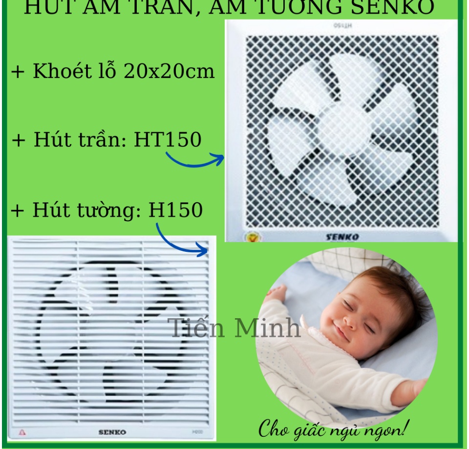 Quạt hút thông gió âm trần HT150 âm tường H150 Senko H150