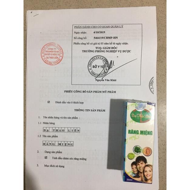 Tinh Dầu Răng Miệng Dạ Thảo Liên 20ml,Hết Sâu Răng ,Hết  Nhiệt Miệng ,Hết Chảy Máy Chân Răng