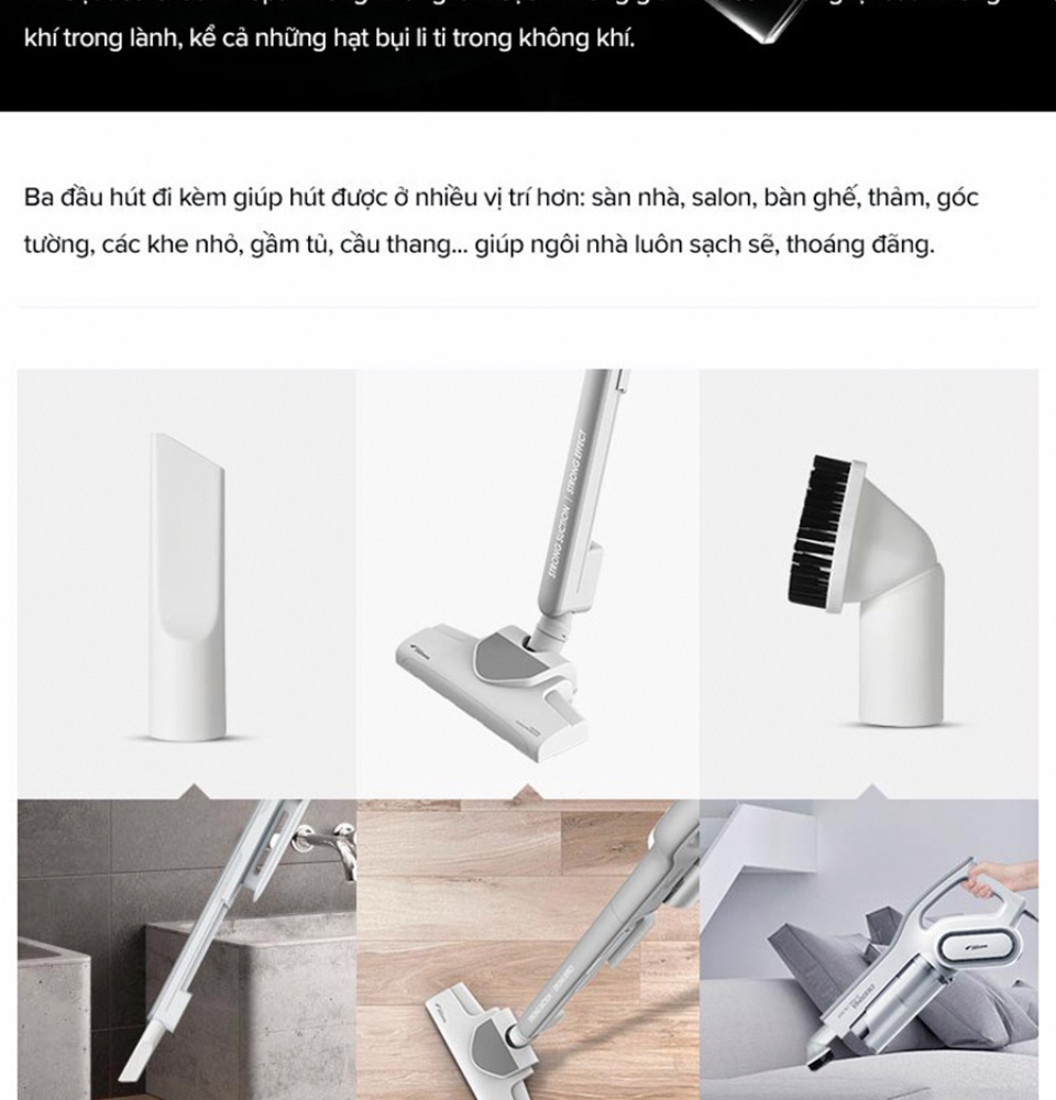 Máy Hút Bụi Cầm Tay Xiaomi Deerma DX700/700S - Thiết kế 2 trong 1 dùng hút sàn và dèm cửa - Đầu hút xoay 180 độ tiện lợi - Công suất 600W - Lực hút 16000Pa - Hộp bụi 800ml - 3 đầu hút tiện dụng (Giao màu ngẫu nhiên)