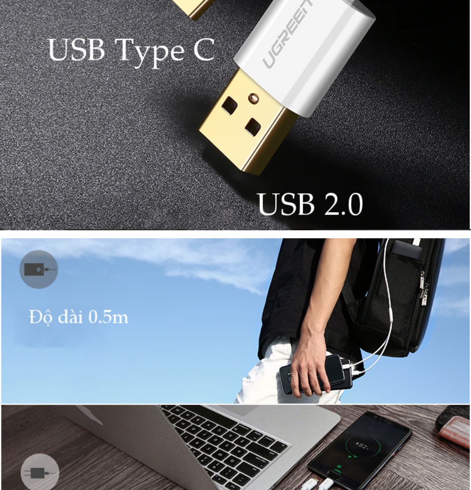 Cáp sạc 2 trong 1 cổng Micro USB và USB-C UGREEN US196 US197 - Hỗ trợ sạc nhanh, dài 1m, tương thích với điện thoại Samsung / Xiaomi / Oppo / Huawei / OnePlus / Redmi / Realme Cáp sạc 2 trong 1 cổng Micro USB và USB-C UGREEN US196 US197 - Hỗ trợ sạc nhanh, dài 1m, tương thích với điện thoại Samsung / Xiaomi / Oppo / Huawei / OnePlus / Redmi / Realme