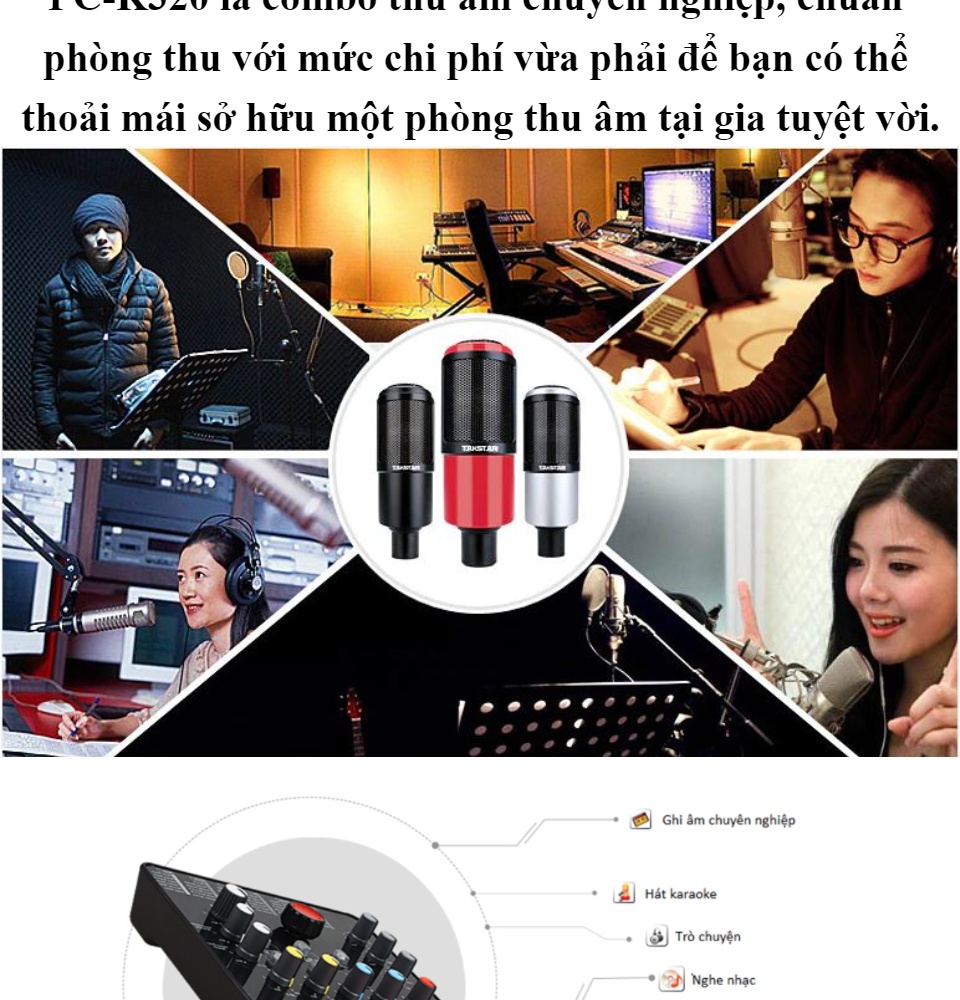 Trọn Bộ Mic Thu Âm Takstarpc K320+Sound Card Icon Upod Pro Hát Karaoke Live Stream
