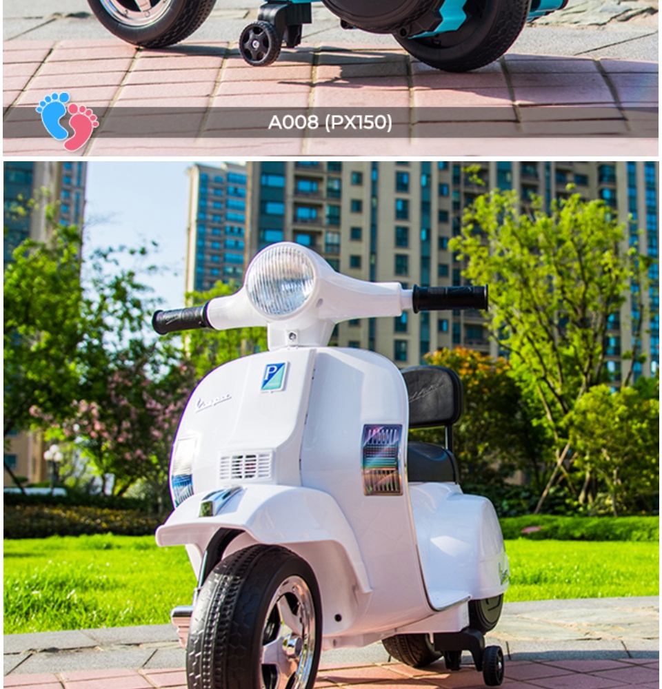 Xe máy điện Vespa cho bé BABY PLAZA A008