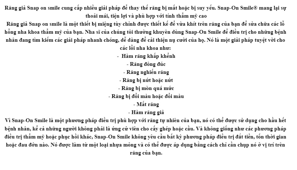 Răng giả Snap on smile