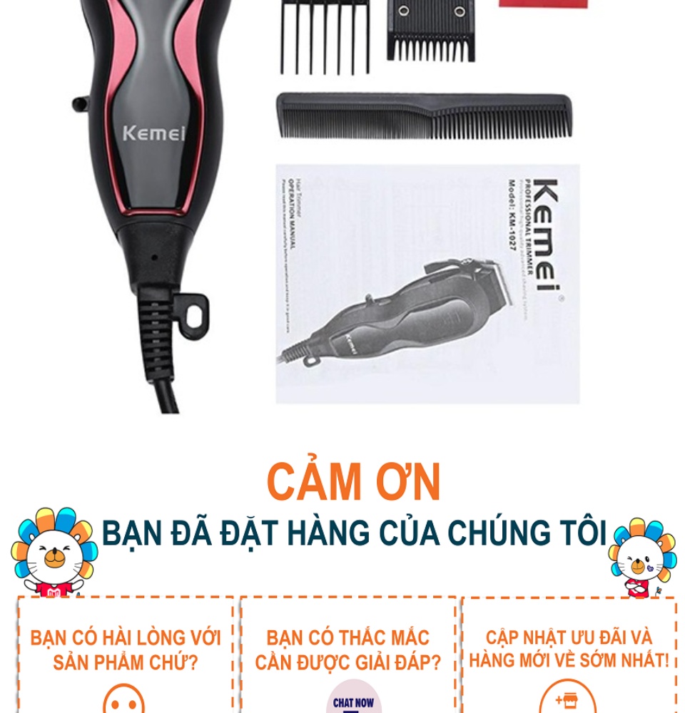 Tông đơ cắt tóc có dây Kemei 1027 tông đơ điện tăng đơ cắt tóc