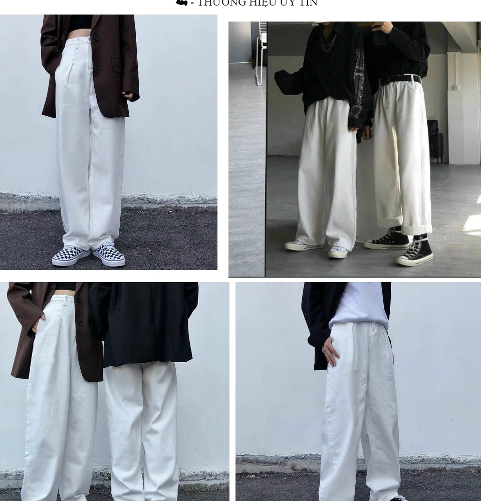 Quần ống Rộng Unisex nam nữ Kaki cao cấp 2