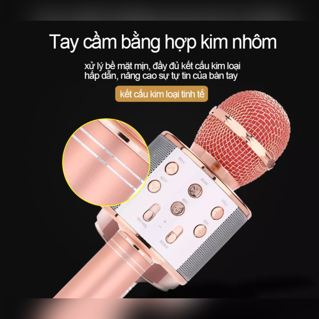 Micro Không Dây Karaoke Bluetooth Phiên Bản Nâng Cấp Âm Thanh Hay Hơn Pin Trâu