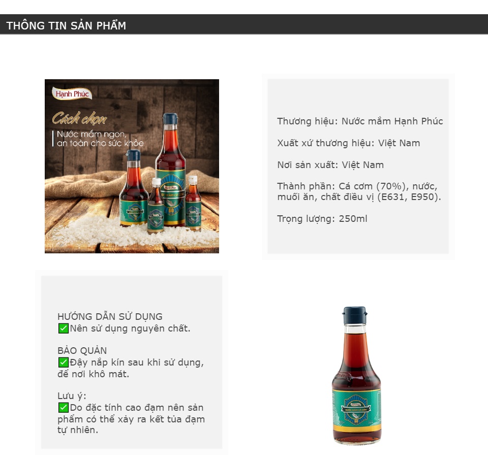 Hạnh Phúc-Nước Mắm 60N 250Ml
