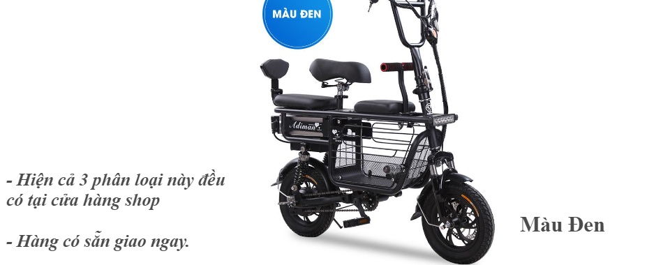 Xe Điện Mini Gấp Gọn Adiman Xe Đạp Điện Giỏ To 3 Ghế Ngồi Pin