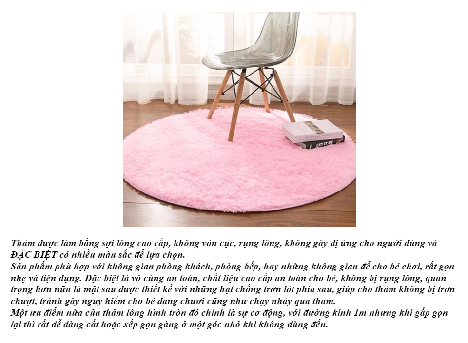 Thảm lông cao cấp trải sàn phòng khách phòng ngủ hình tròn siêu mềm mượt