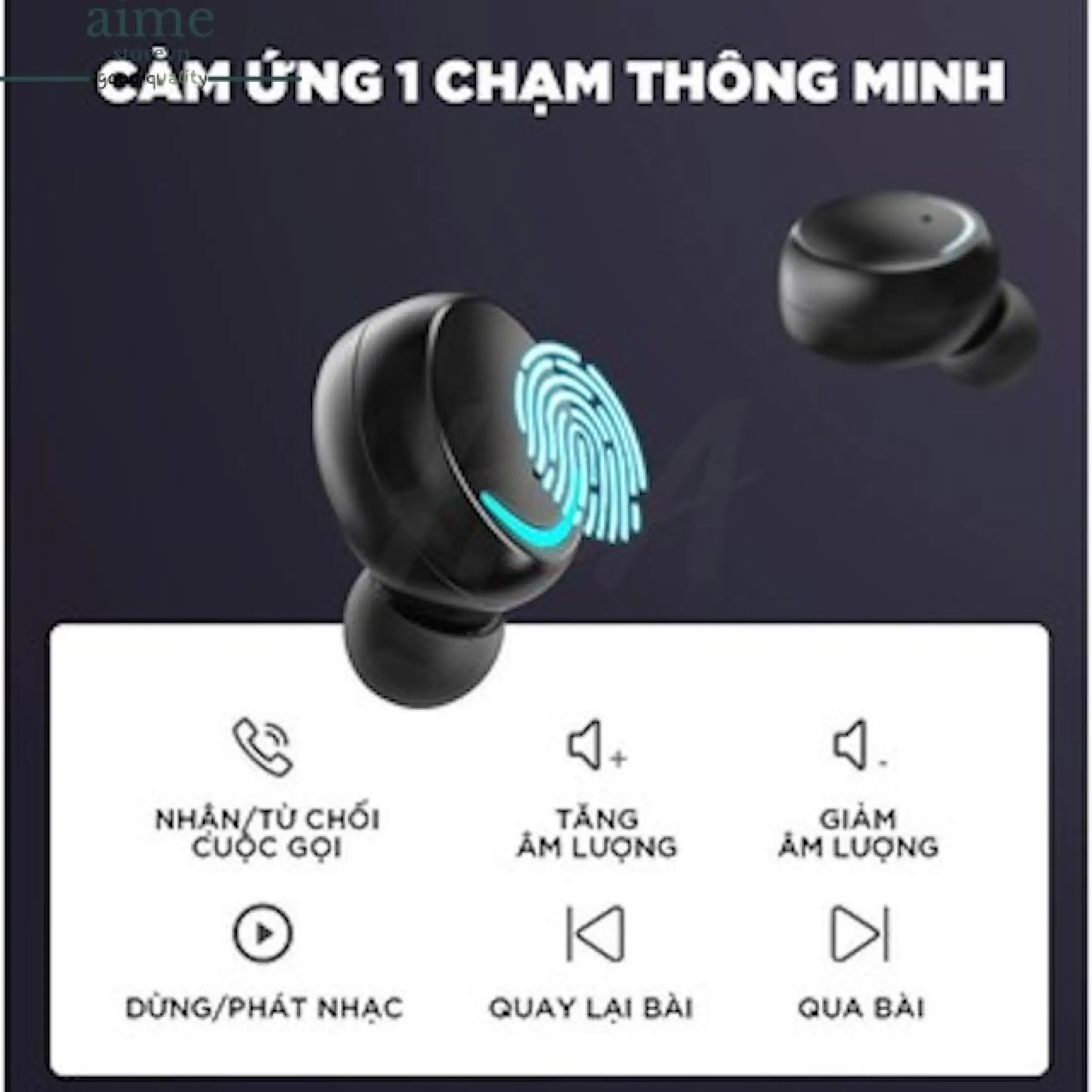 Tai Nghe Bluetooth F9 Pro Cao Cấp Âm Thanh Trầm Bổng Cảm Biến Vân Tay