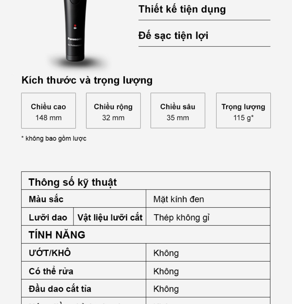 Tông Đơ Cắt Tóc Chuyên Nghiệp Panasonic ER-GP21-K751- Hàng Chính Hãng - Bảo Hành 12