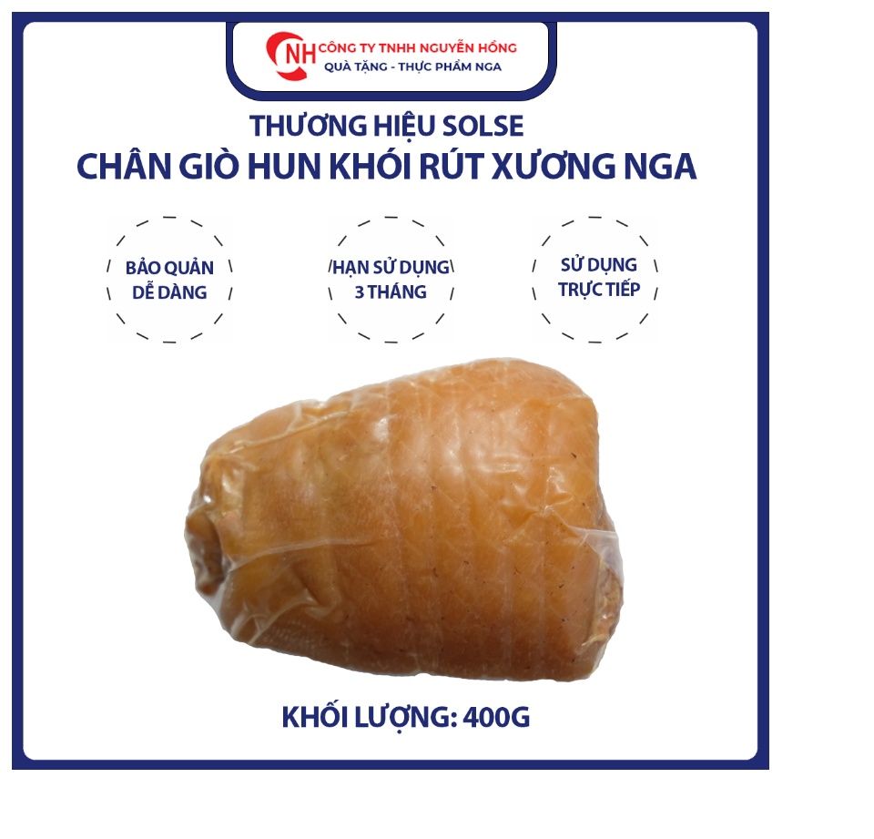 Chân giò xông khói rút xương công nghệ nga Solse, Loại 400g/ túi, giò heo xông khói công nghệ Nga