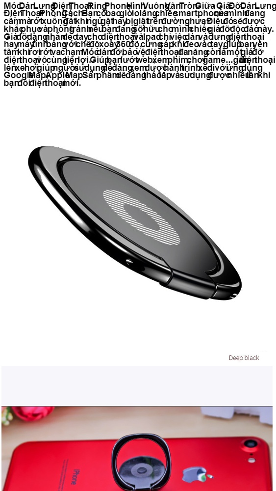 IRING Móc Dán Lưng Điện Thoại Ring Phone Hình Vuông Vân Tròn Giữa - Giá Đỡ Dán Lưng Điện Thoại Phong Cách - Đen