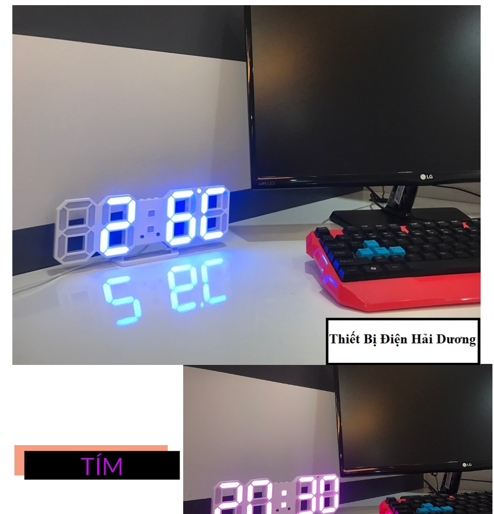 đồng hồ điện tử 3d để bàn hoặc treo tường - báo thức & đo nhiệt độ - tn828 12