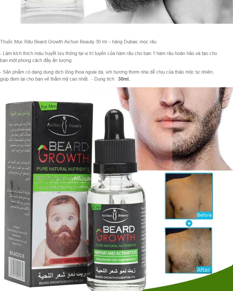Thuốc Mọc Râu Beard Growth Aichun Beauty 30 ml – hàng Dubai
