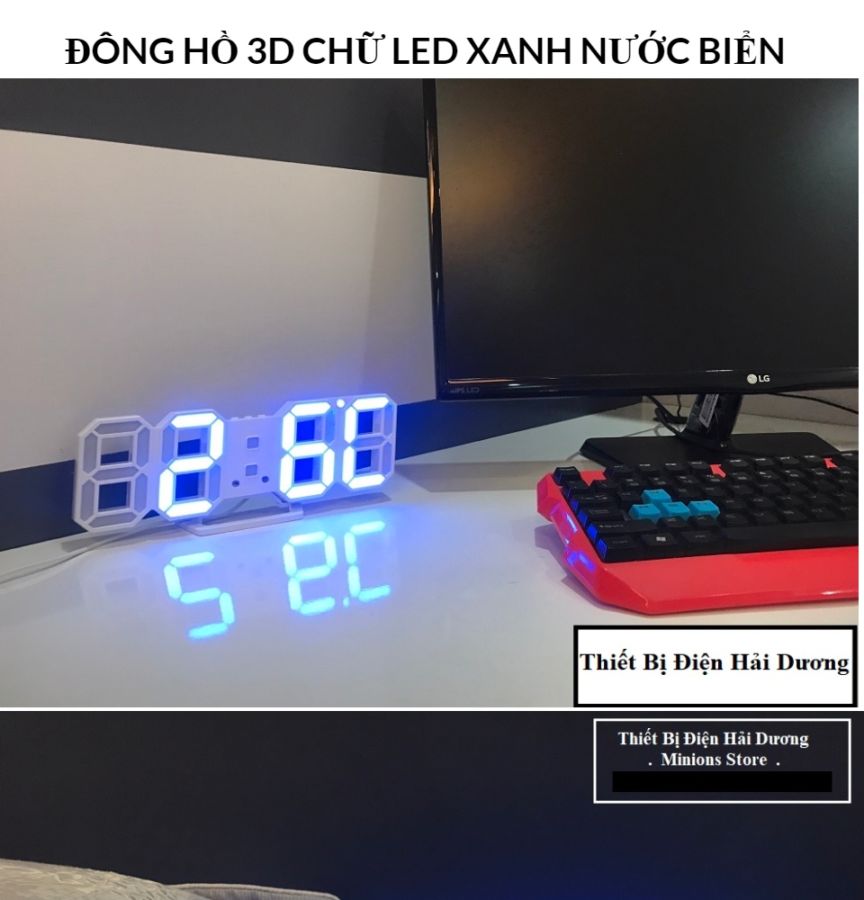 đồng hồ điện tử 3d để bàn hoặc treo tường - báo thức & đo nhiệt độ - tn828 27
