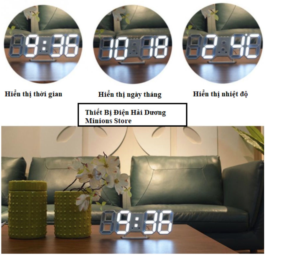 đồng hồ điện tử 3d để bàn hoặc treo tường - báo thức & đo nhiệt độ - tn828 5