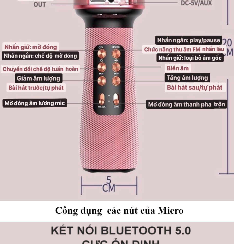 Micro Hát Karaoke Bluetooth WS-898 Bản Cao Cấp Siêu Hot - Loa Bluetooth Kèm Micro
