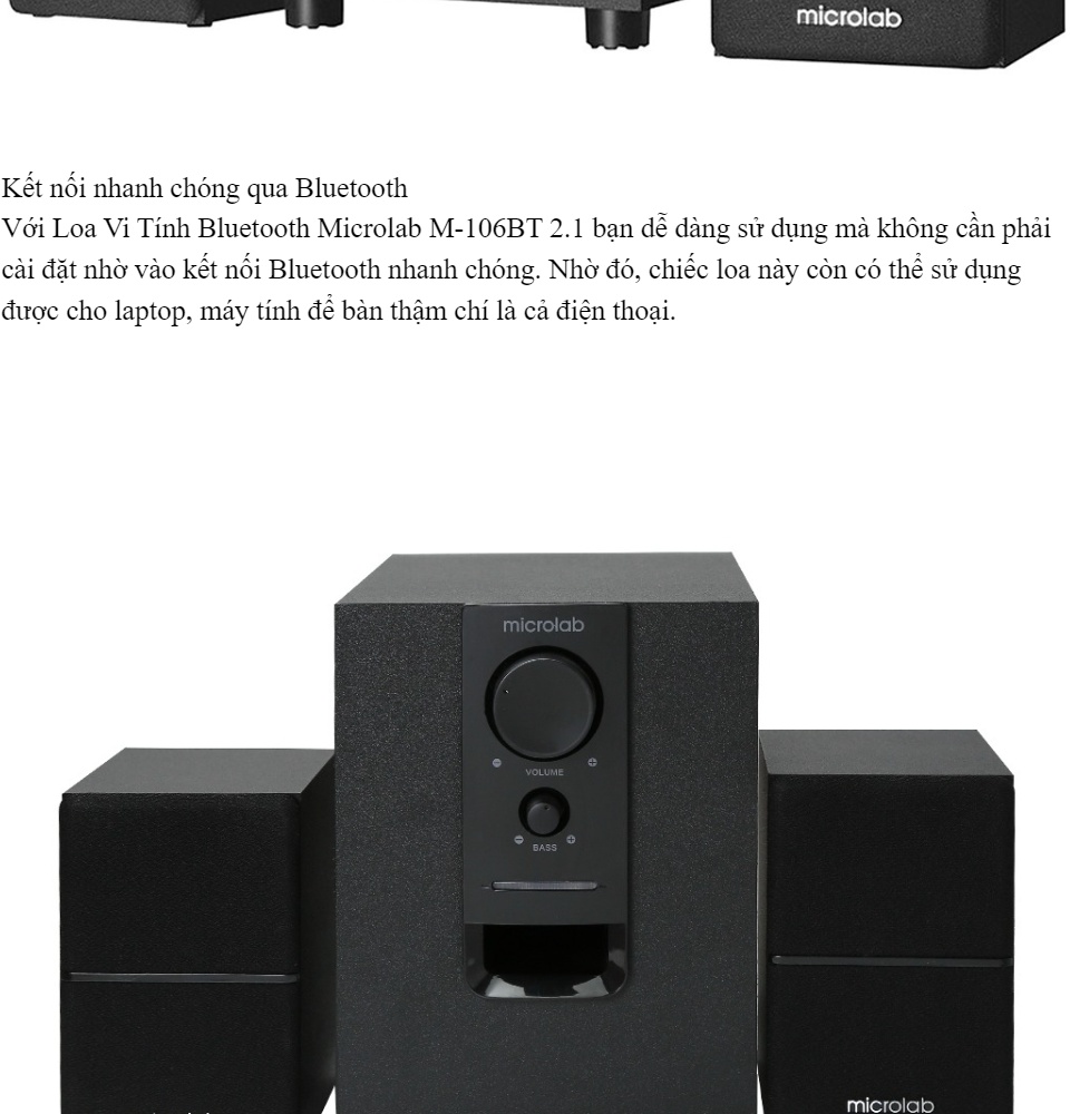 Loa Vi Tính Bluetooth Microlab M-106BT 2.1 Công Suất Lớn Thiết Kế Đơn Giản Đẹp
