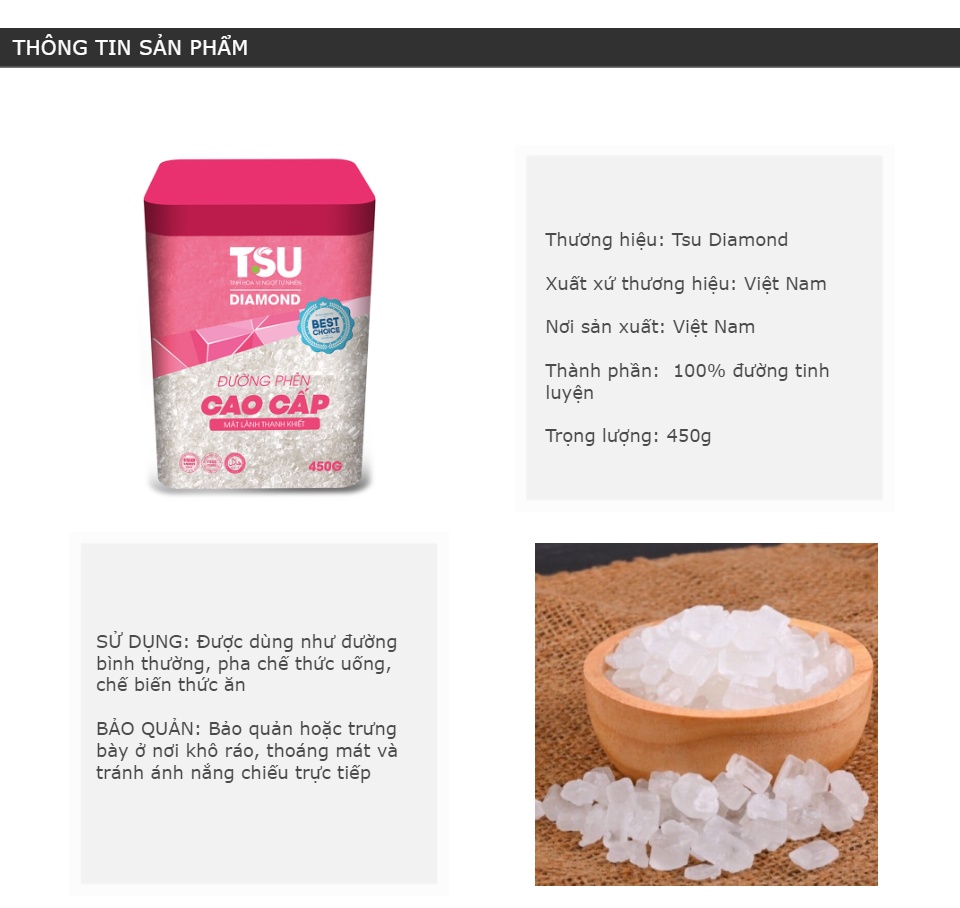 Đường Phèn Tsu Cao Cấp Diamond 450G