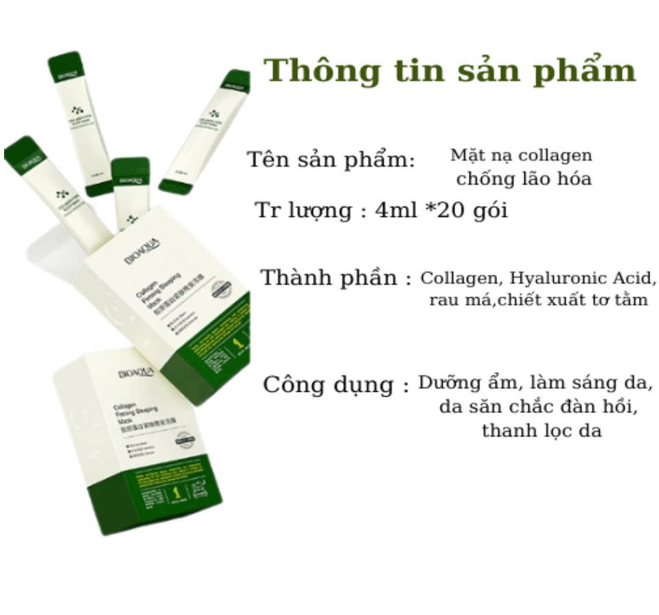 Hộp 20 gói Mặt nạ ngủ thạch collagen cấp ẩm nâng cơ nội địa trung