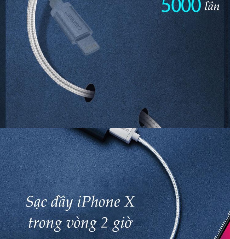 Cáp sạc iPhone Lightning MFi UGREEN US199 - Sạc tối ưu cho điện thoại iPhone 11 Pro Max / iPhone Xs Max / iPhone XR / iPhone 8 Plus / iPad / iPod dài từ 0.25m đến 2m Cáp sạc iPhone Lightning MFi UGREEN US199 - Sạc tối ưu cho điện thoại iPhone 11 Pro Max / iPhone Xs Max / iPhone XR / iPhone 8 Plus / iPad / iPod dài từ 0.25m đến 2m