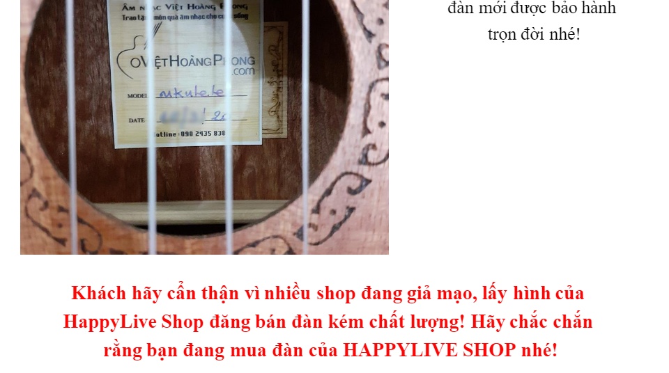 Đàn Ukulele Soprano Gỗ (cần gỗ) - Tặng sách học + phím gảy + dây dự phòng - HappyLive Shop
