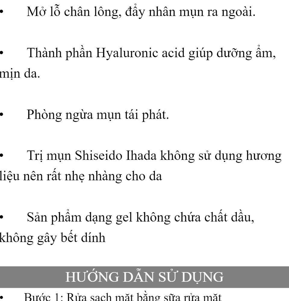 KEM NGỪA MỤN SHISEIDO IHADA 26G HÀNG NỘI ĐỊA NHẬT chiết xuất từ thành phần tự nhiên cải thiện vấn đề mụn trên da thẩm thấu nhanh giúp giảm viêm giảm sưng đỏ