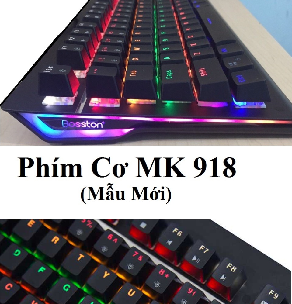 [hcm]bàn phím cơ bosston mk 918 phím cơ led rgb kb bosston mk 918 phím cơ full led chuyên game usb keyboard bosston mk918 (phím cơ led) kb bosston k 918 phím cơ full led chuyên game usb bàn phím cơ chuyên game bosston mk918 8