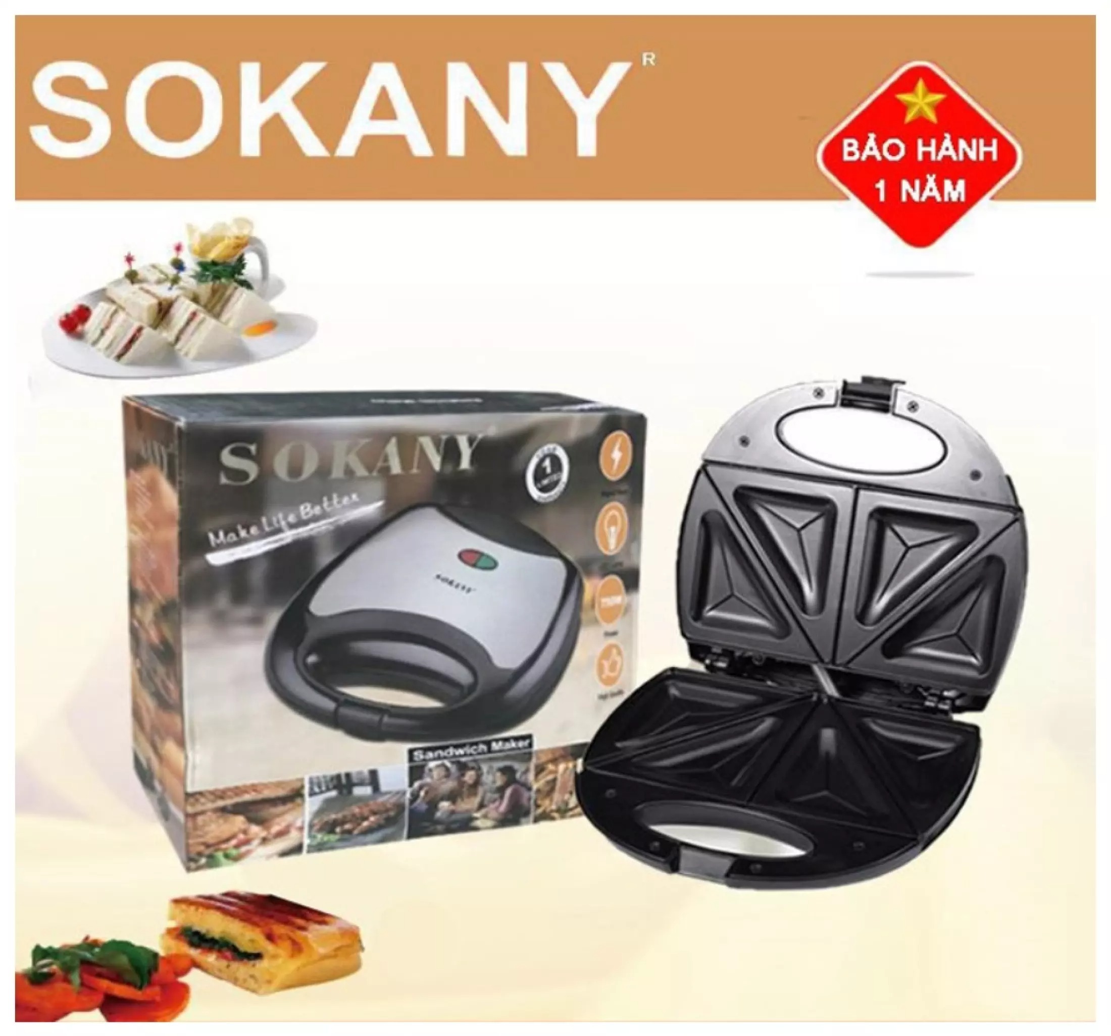 Máy làm bánh Sokany KJ-102 làm bánh hotdog hoặc kẹp sandwich Công suất 750W