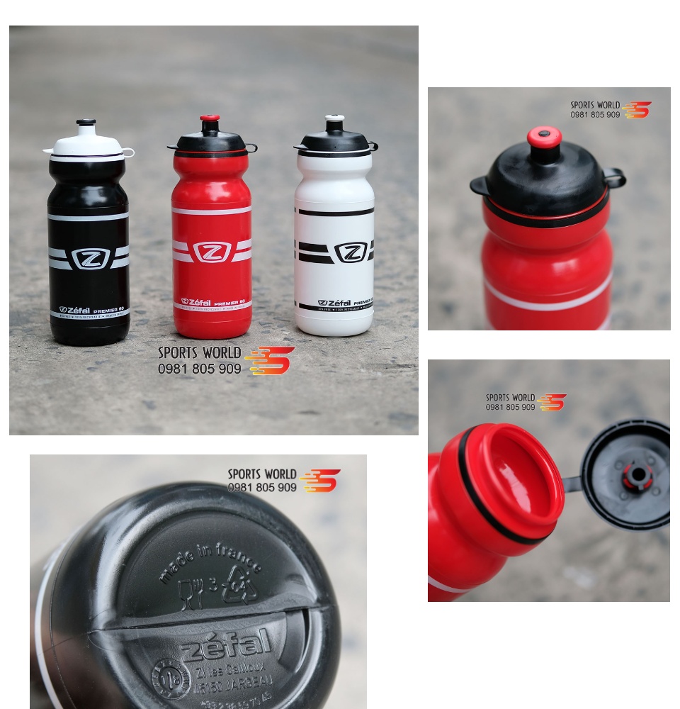 Bình nước thể thao đạp xe ZÉFAL hàng Pháp 600ml