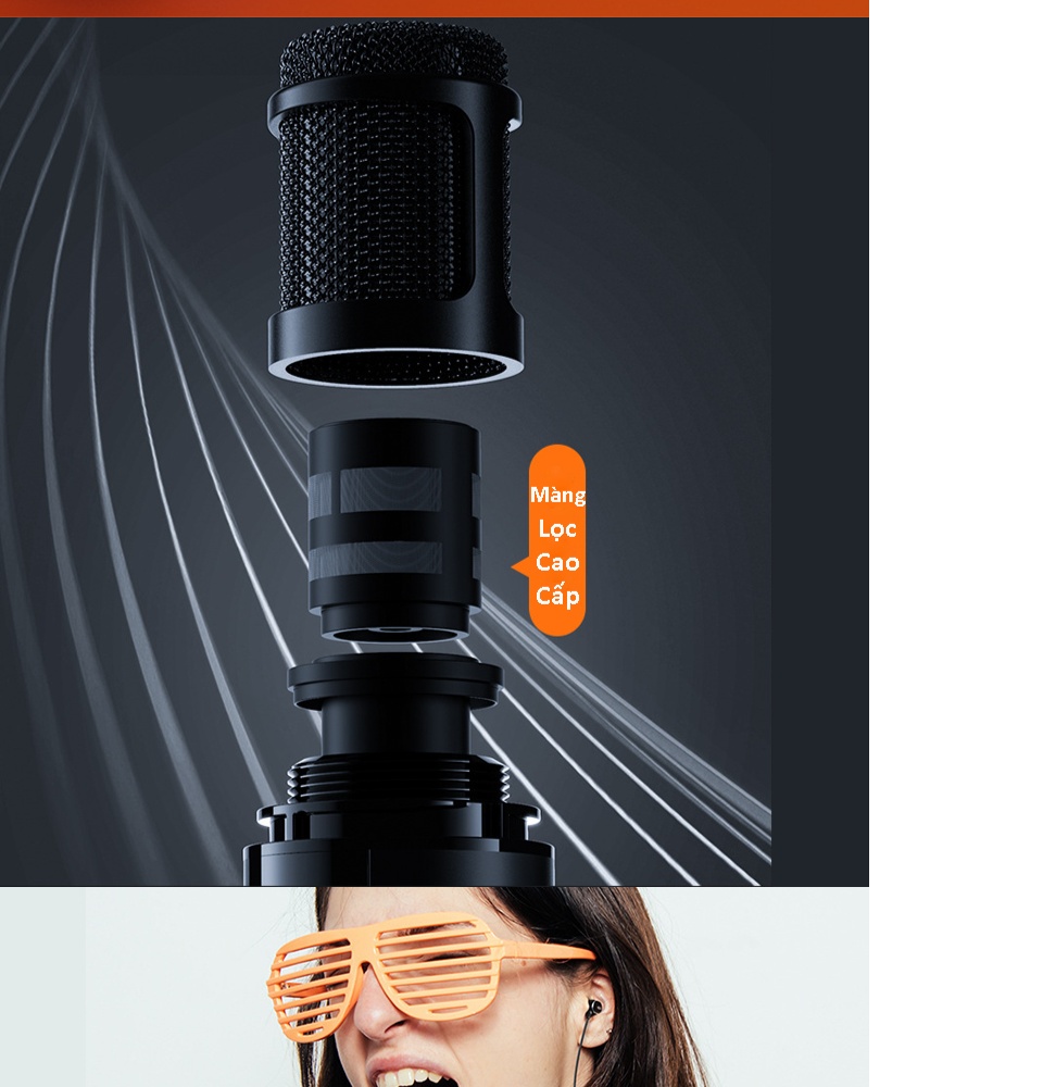 Micro Bluetooth karaoke chip DSP cao cấp có jack cắm thẻ nhớ line 3.5mm PKCBK1