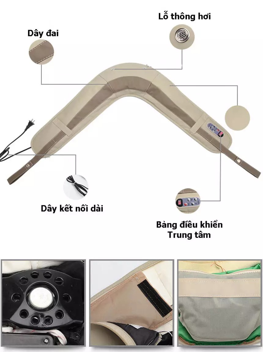 Máy Đấm Lưng Tẩm Quất, Máy Mát Xa Vai Cổ Lưng Đa Năng, Máy Massage Cổ Vai Gáy, Máy Massa, Đai Matxa Cổ Vai Gáy Chống Đau Mỏi 8 Con Lăn Massage - Chính Hãng - Hiệu Quả - Bảo Hành 1 Đổi 1