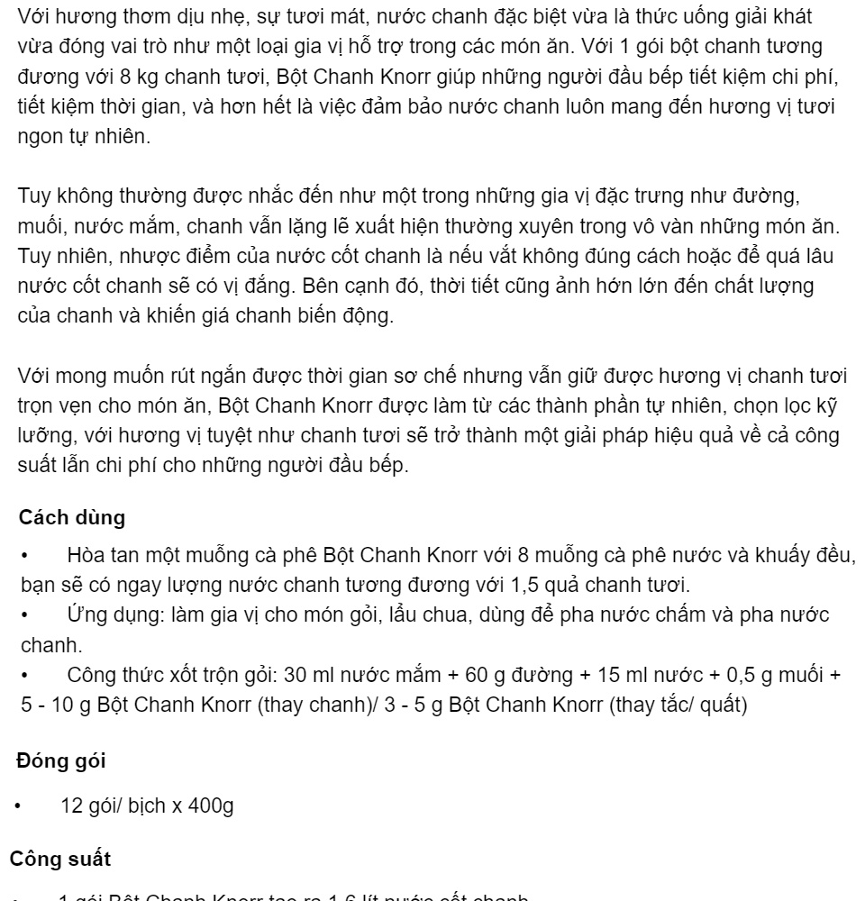 Bột Chanh Knorr 400gr