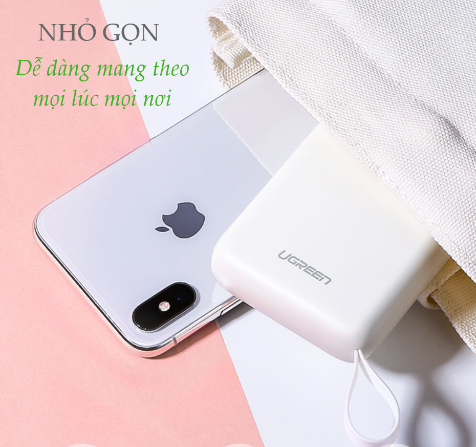 Sạc dự phòng 10000mAh có móc treo tay, 2 cổng sạc USB sử dụng cùng lúc 2 điện thoại, hỗ trợ 2 cổng Micro USB và USB type C UGREEN PB133 60197 Sạc dự phòng 10000mAh có móc treo tay, 2 cổng sạc USB sử dụng cùng lúc 2 điện thoại, hỗ trợ 2 cổng Micro USB và USB type C UGREEN PB133 60197