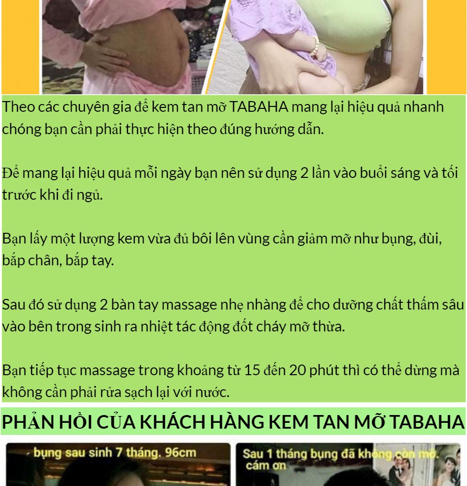 [Gel săn chắc da] Kem tan mỡ Tabaha 250g chăm sóc mẹ sau sinh giảm mỡ sau 1 tuần