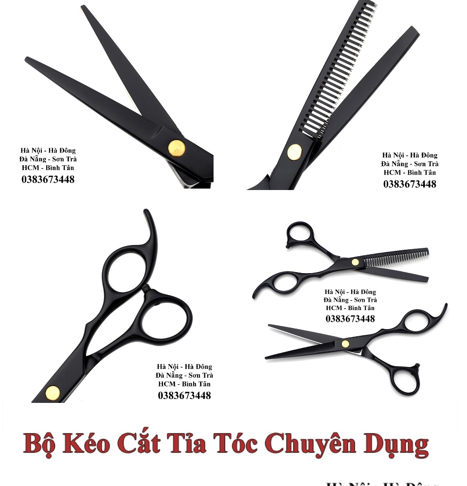 Cắt Tóc Chiếc Lá Nhọn, Bộ Đôi Kéo Cắt Tỉa Chuyên Dụng Kèm 8 Phụ Kiện, tóc cắt layer ngang vai - Combo 2 kéo cắt và kéo tỉa tóc + Phụ Kiện