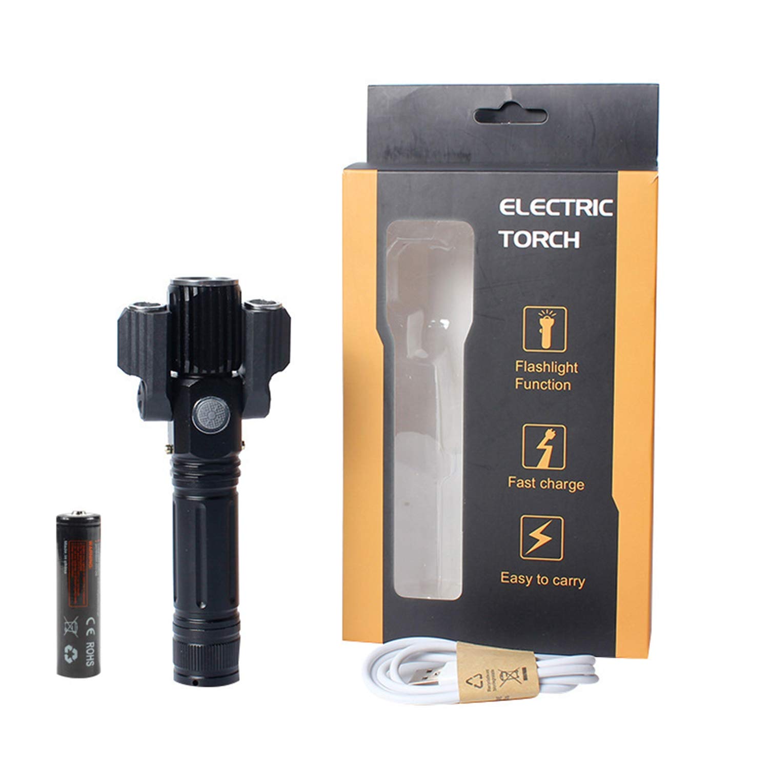 Đèn pin cầm tay 3 PHA 3 Bóng Led SIÊU SÁNG Xoay 360 Độ + Pin sạc 18650 cao cấp 6800mAh, Đèn led siêu sáng 3 bóng CHỐNG NƯỚC