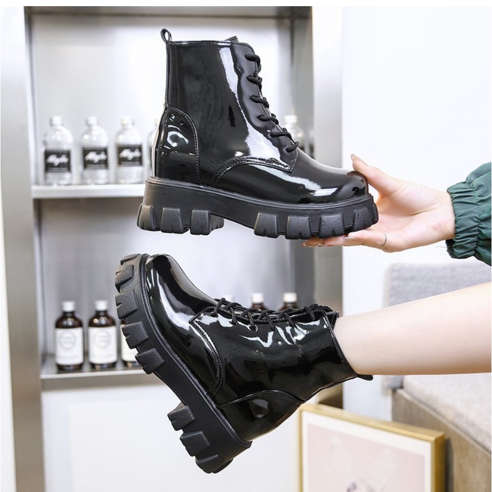 Giày boost cổ cao độn đế 5cm mẫu mới kiểu dáng mạnh mẽ với 2 loại bóng và lì Boots cổ cao phù hợp với mùa đông lạnh giá 4