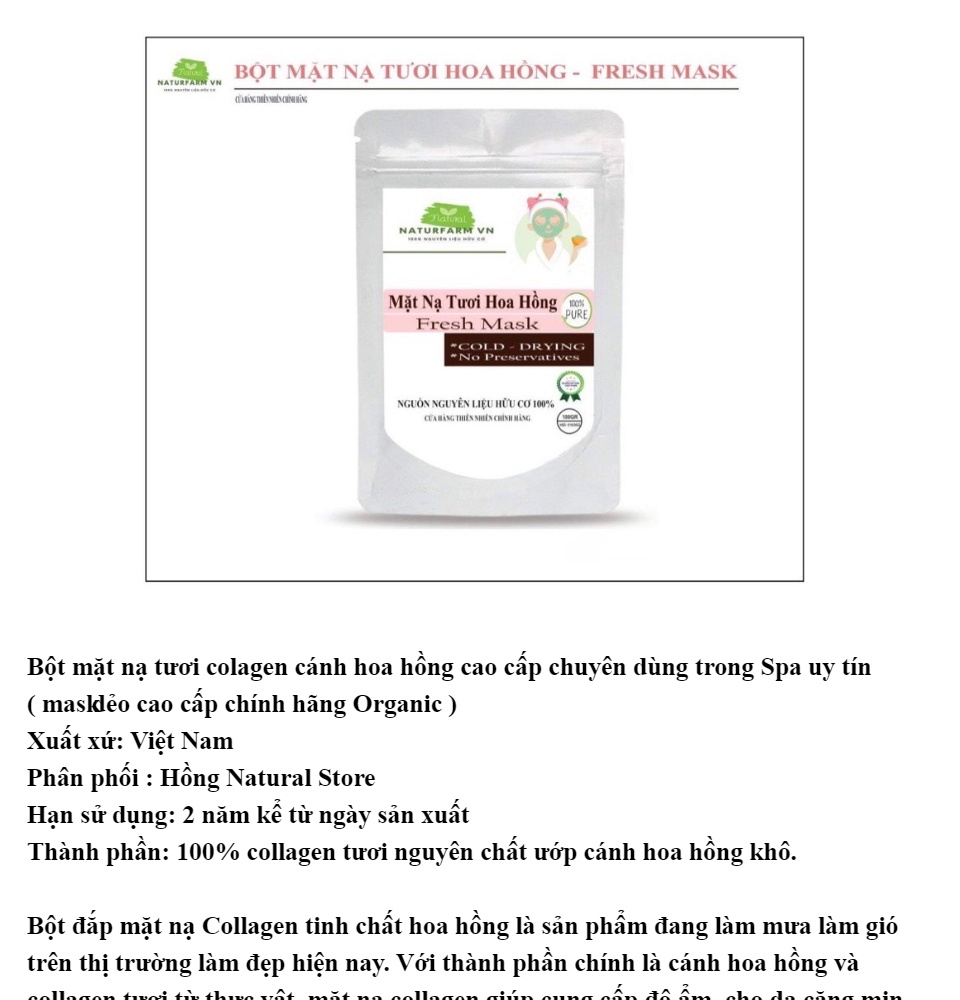Bột mặt nạ dẻo colagen cánh hoa hồng 100gr chuyên dùng trong Spa ( mask dẻo cao cấp chính hãng )