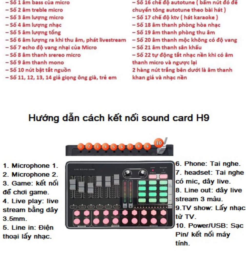 Combo Bàn Trộn Âm Thanh Livestream H9 + Míc BM900 - Full Thiết Bị Micro