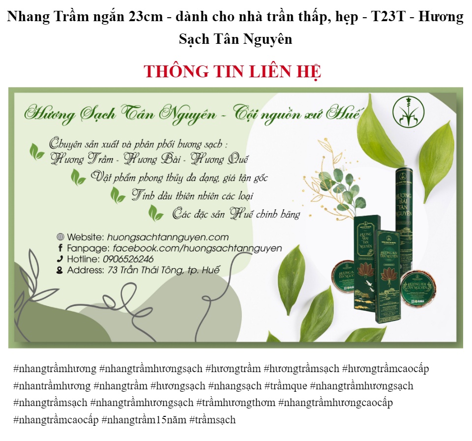 Nhang trầm hương Tân Nguyên, hương trầm sạch, nhang trầm cao cấp ngắn 23cm phù hợp nhà chung cư, trần thấp, hẹp